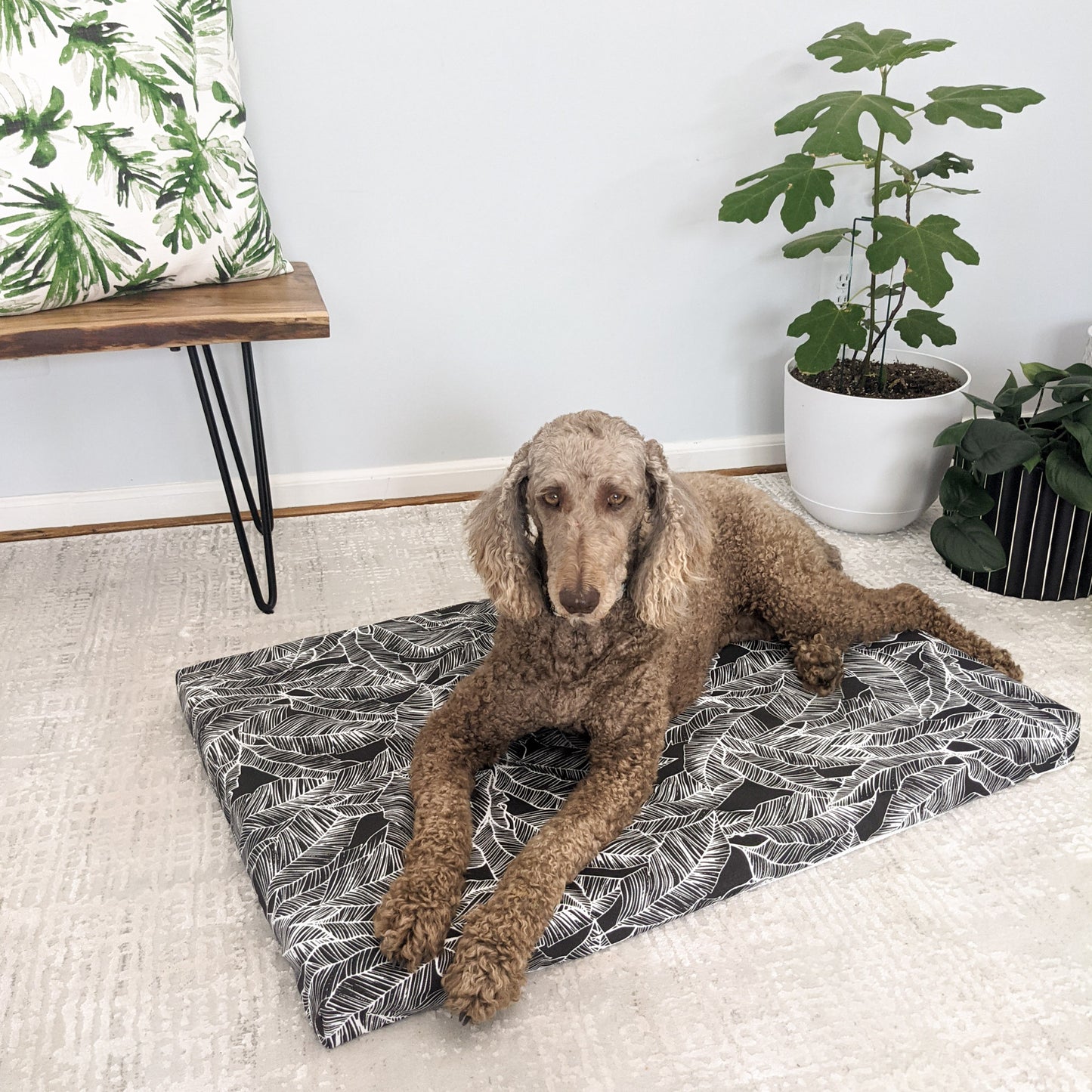 Waterproof Dog Lounger | Navy Basketweave