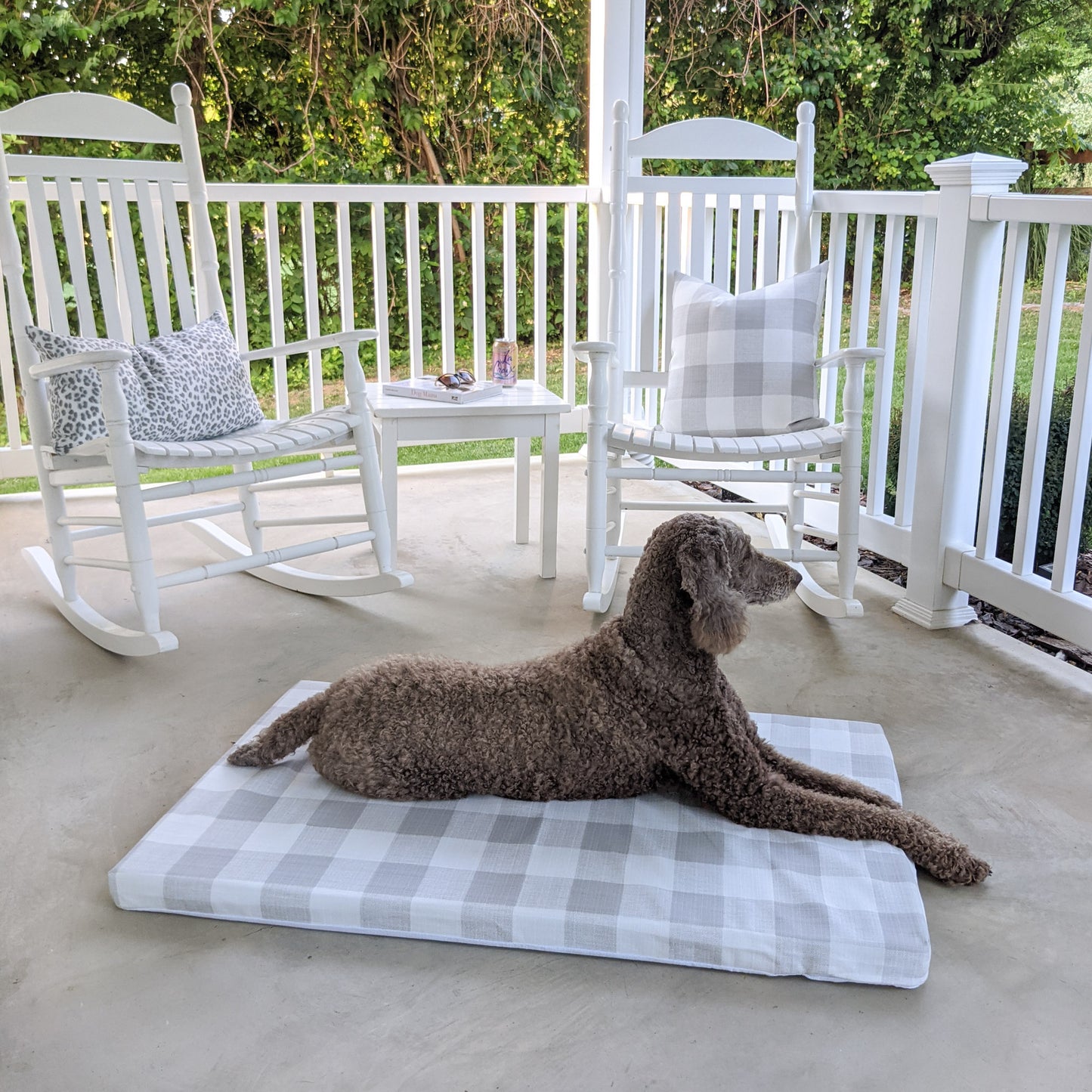 Waterproof Dog Lounger | Gray Plaid